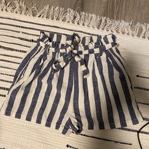 Striped paper-bag shorts